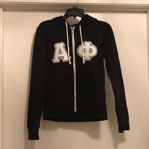 Black & White Alpha Phi Zip Up hoodie